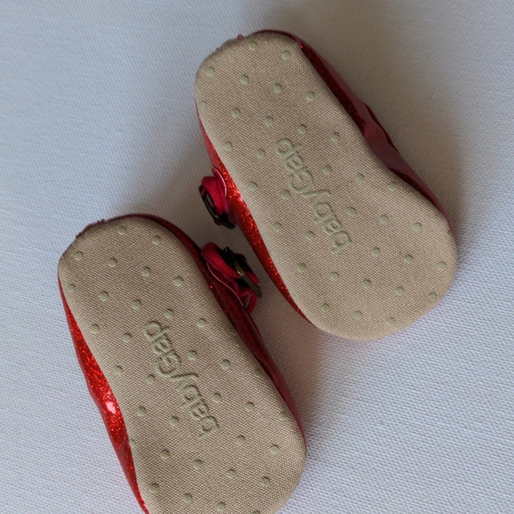 Baby Gap Sparkly Red Mary Janes Flat Dress Infant Shoes * 3-6M - Picture 5 of 8